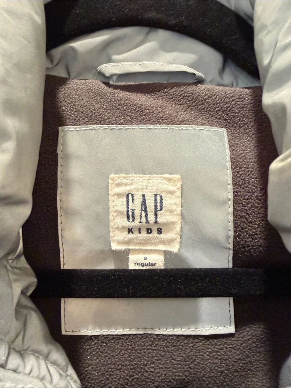 GAP Light Gray Quilted Puffer Vest with Black Trim